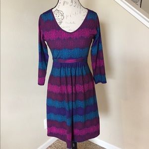 Multicolored 3/4 sleeve dress
